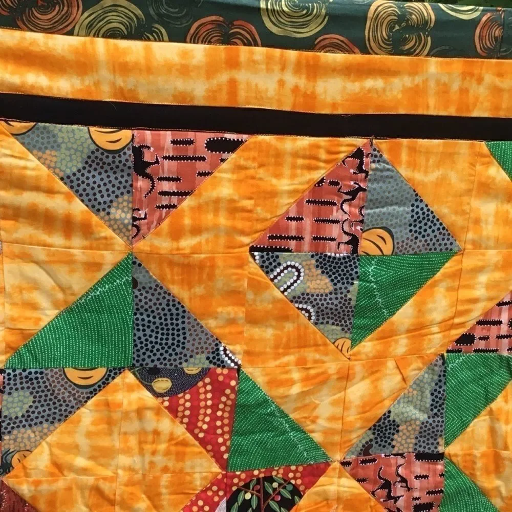 NWT Hand Crafted Aboriginal Prints Quilt Yellow
